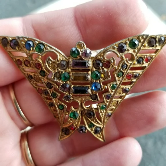 Relisted - Vintage Art Deco butterfly dress clip rhinestone - Picture 8 of 13